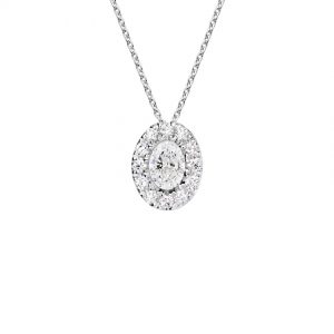 Ovally CVD Lab Created Diamond Halo Pendant (1 ct. tw.)