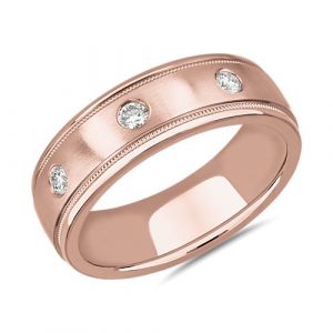 Milgrain Burnished Set Diamond Wedding Band