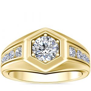 Hexagon Diamond Channel Engagement Ring