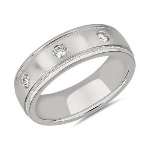 Milgrain Burnished Set Diamond Wedding Band