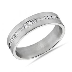 Trio Stationed Channel-Set Diamond Wedding Band