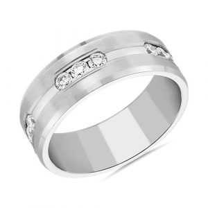 Trio Stationed Channel-Set Diamond Wedding Band