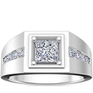 Princess-Round Diamond Channel Engagement Ring