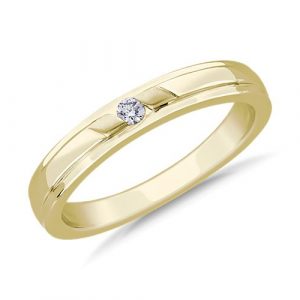 Diagonal Channel Set Round Solitaire Diamond Band