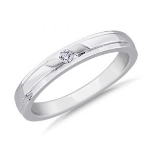 Diagonal Channel Set Round Solitaire Diamond Band