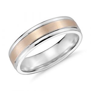 Brushed Inlay Wedding Band – White And Rose Gold