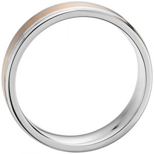 Brushed Inlay Wedding Band – White And Rose Gold